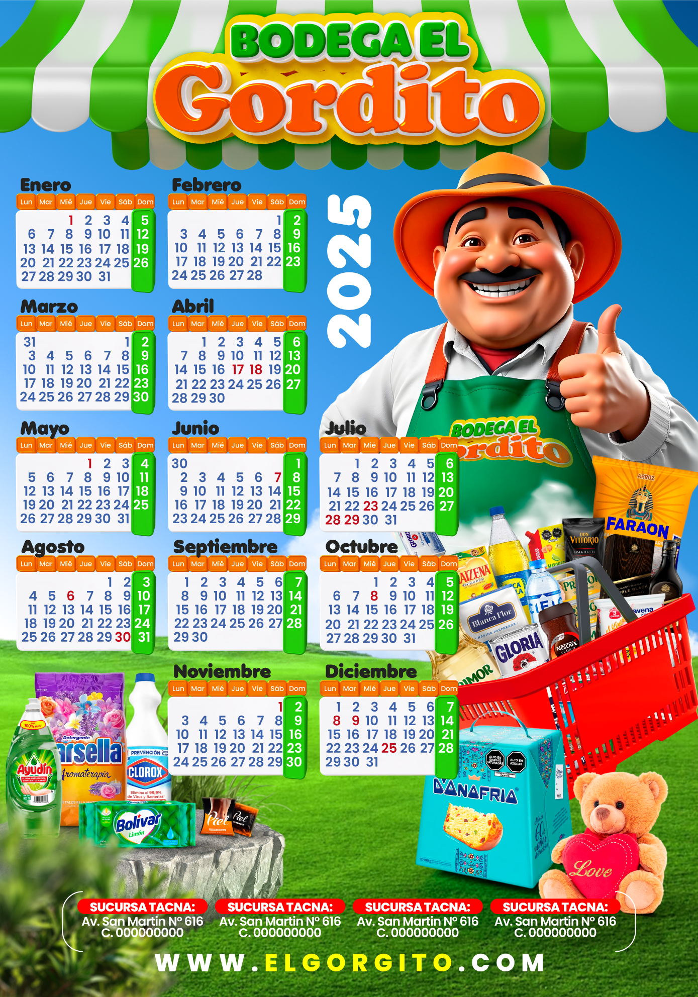 PLANTILLA ALMANAQUE GRATIS