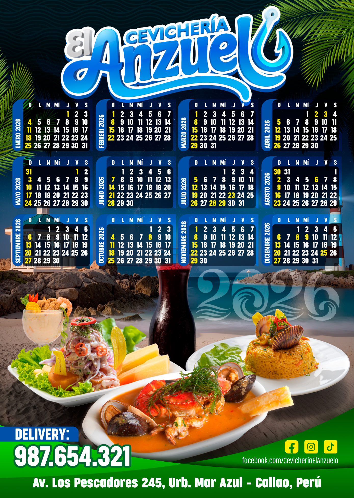 Diseño de calendario El Anzuelo