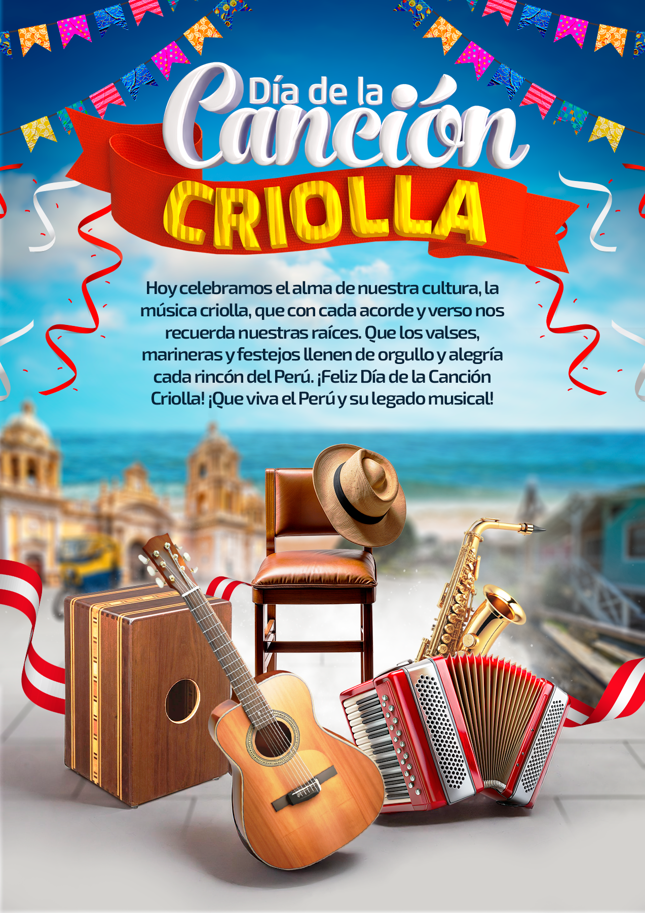 Flyer PSD día de la canción criolla - Design Market Perú
