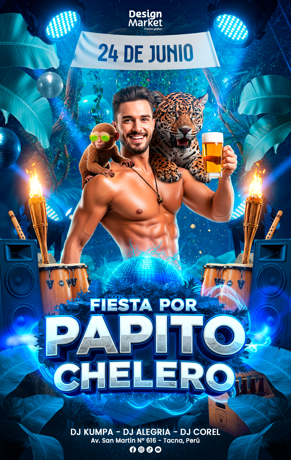 Flyer diseño día del padre chelero, diseño san Juan