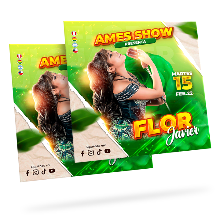 Flyer, post para redes sociales Modelo Flor Javier - Design Market Perú