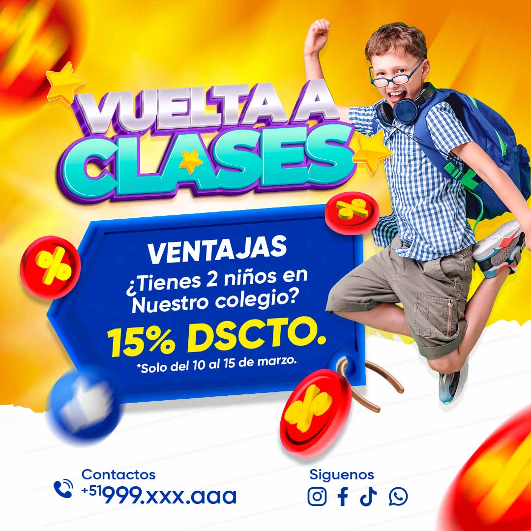Plantilla inicio escolar ventajas 15%