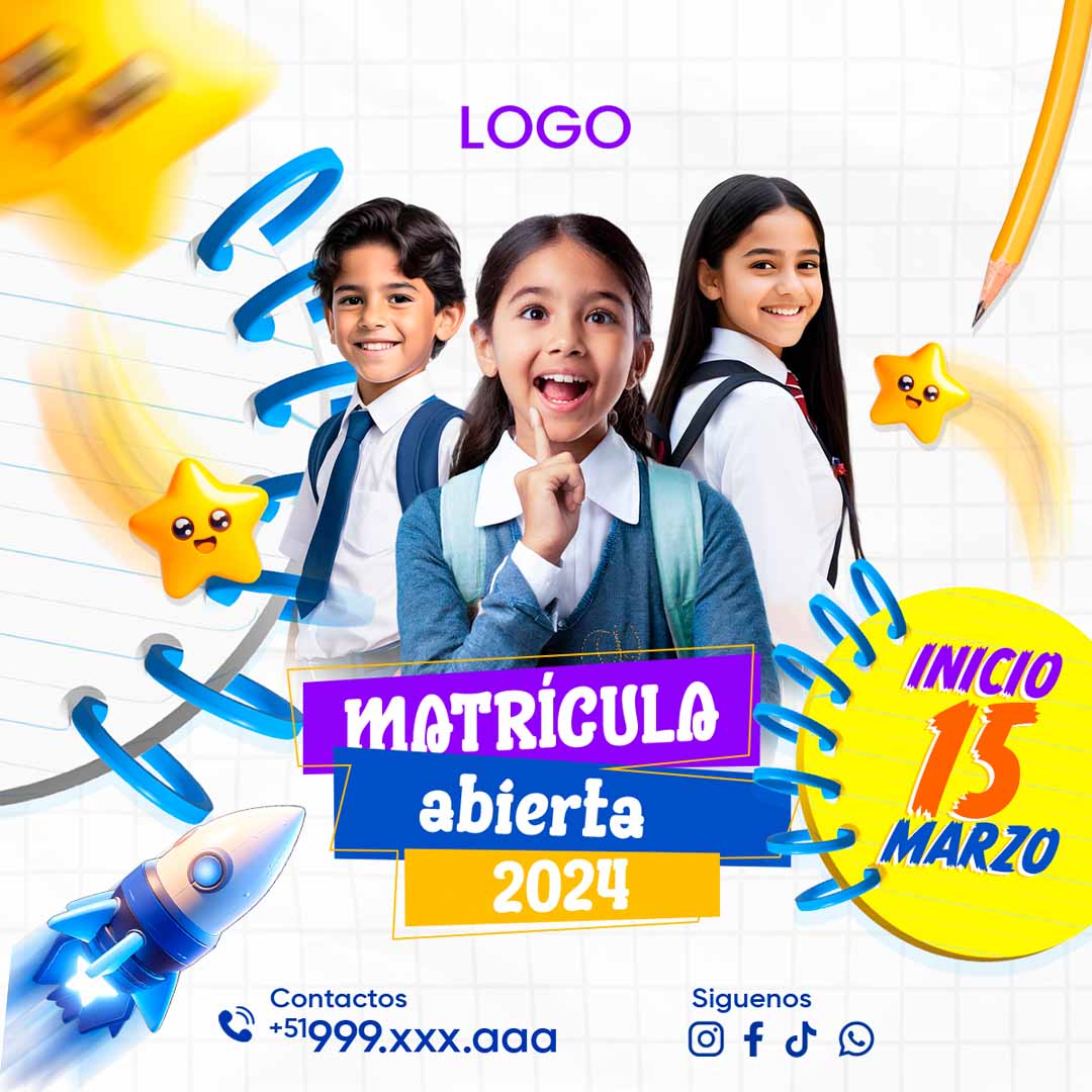 Plantilla inicio escolar matriculas