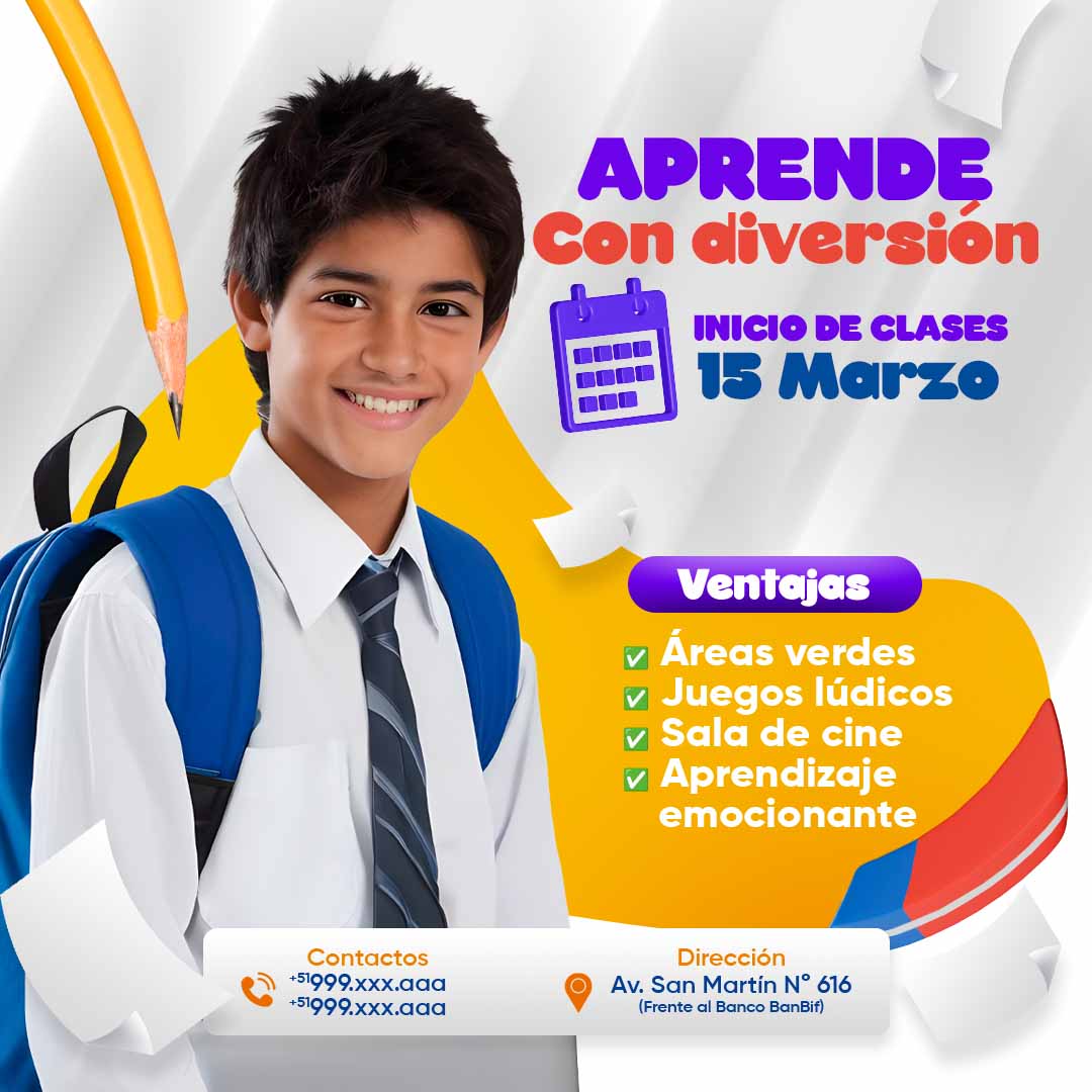 Plantilla inicio escolar aprende con diversión