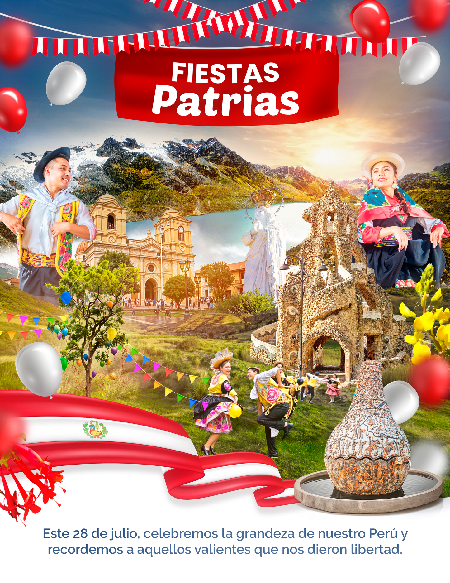 Plantilla Fiestas patrias Perú PSD - Huancayo Junin - Design Market Perú