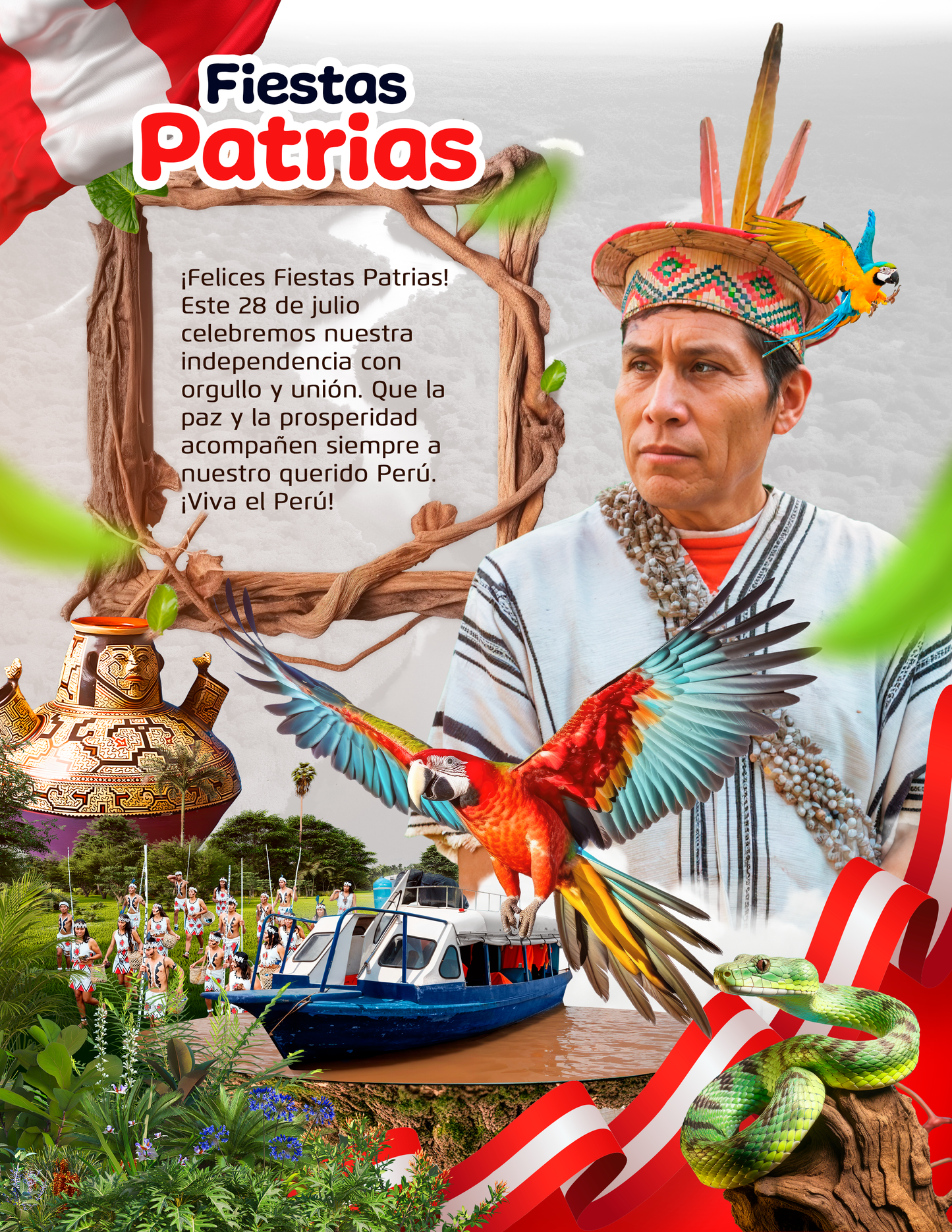 Plantilla Fiestas patrias Perú PSD - Loreto - Design Market Perú