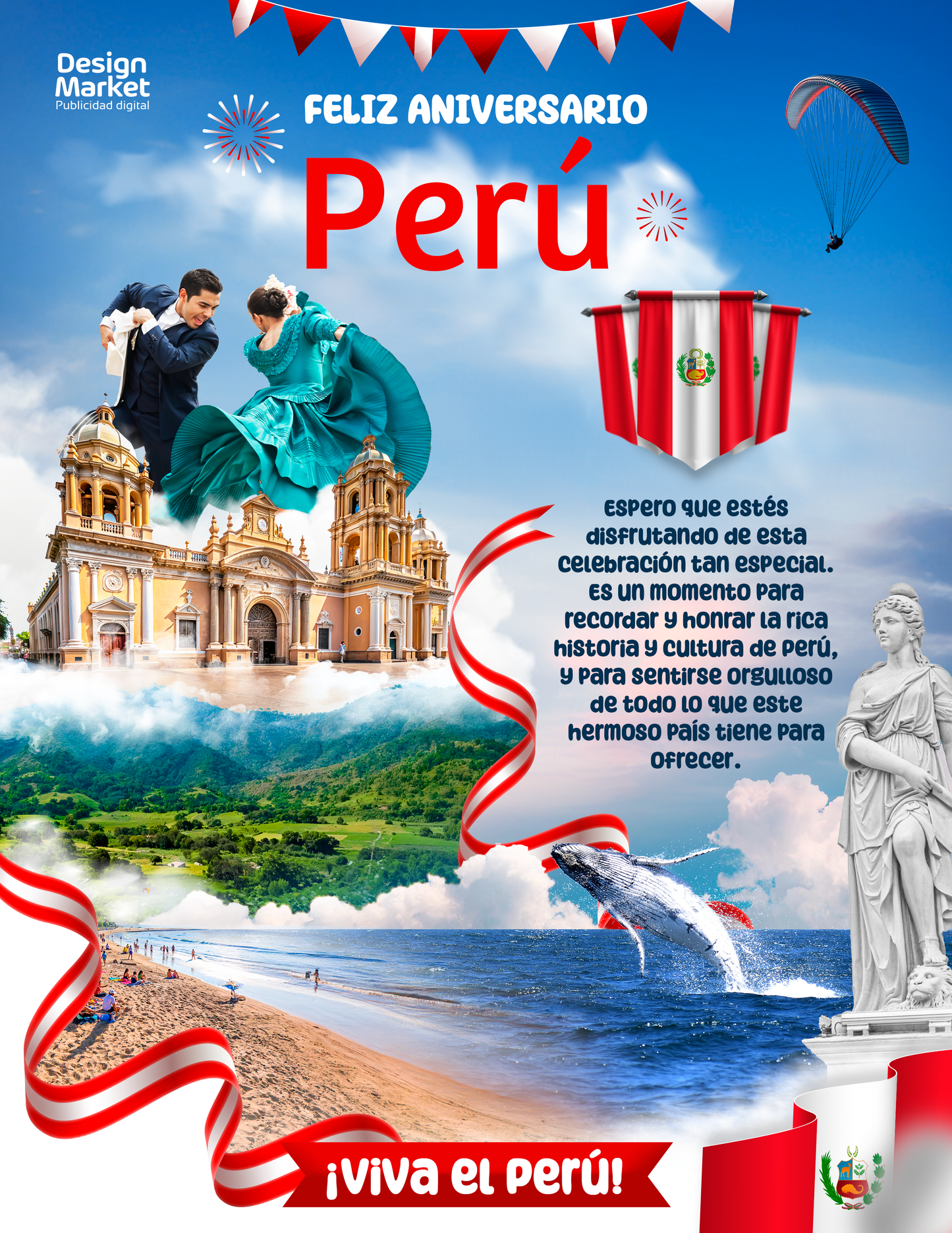 Plantilla Fiestas patrias Perú PSD - Piura - Design Market Perú