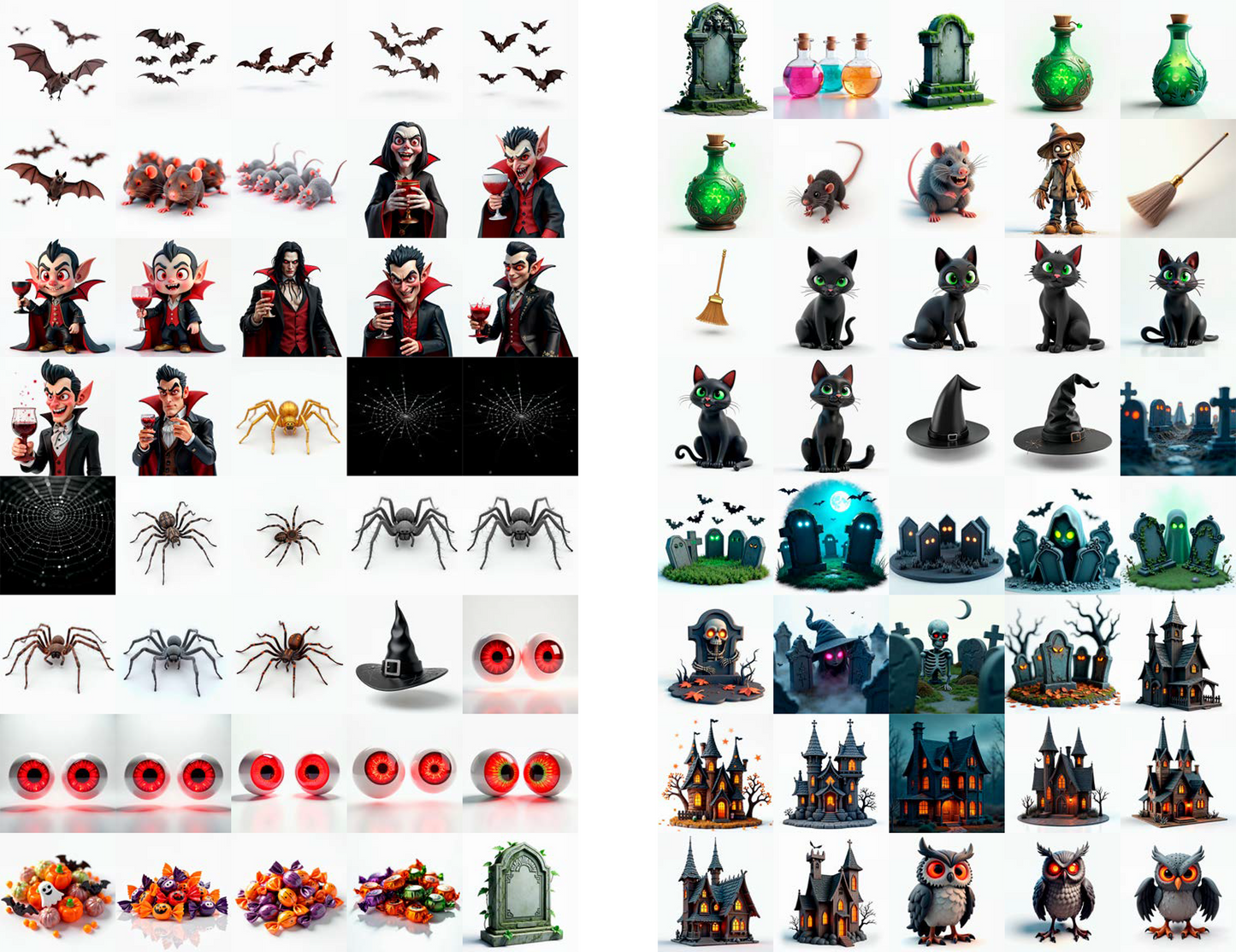 Pack Halloween 550 PNG – Recursos Gráficos Decorativos para Diseño, Canva, Photoshop