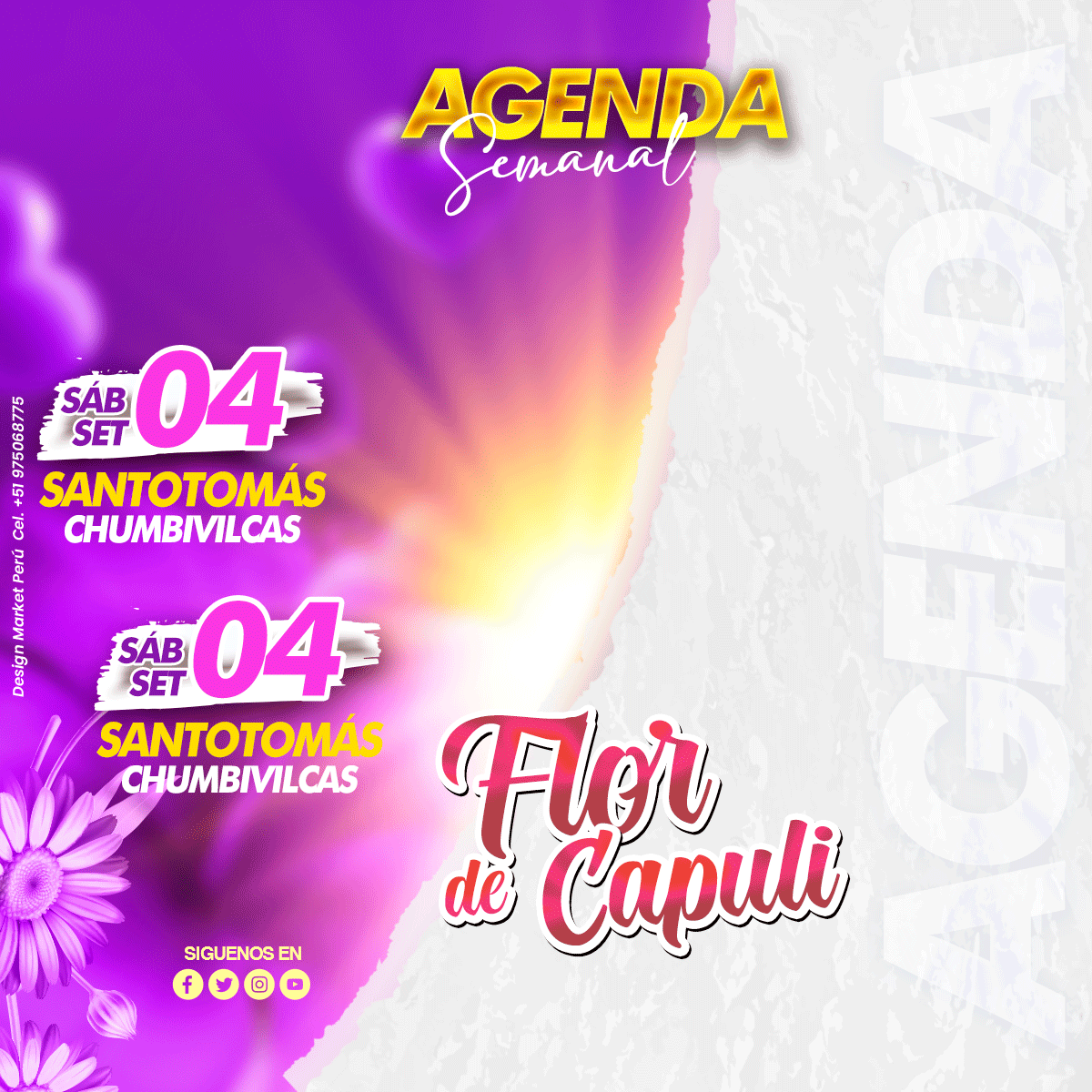 Flyer, post para redes sociales Modelo Flor de capuli - Design Market Perú