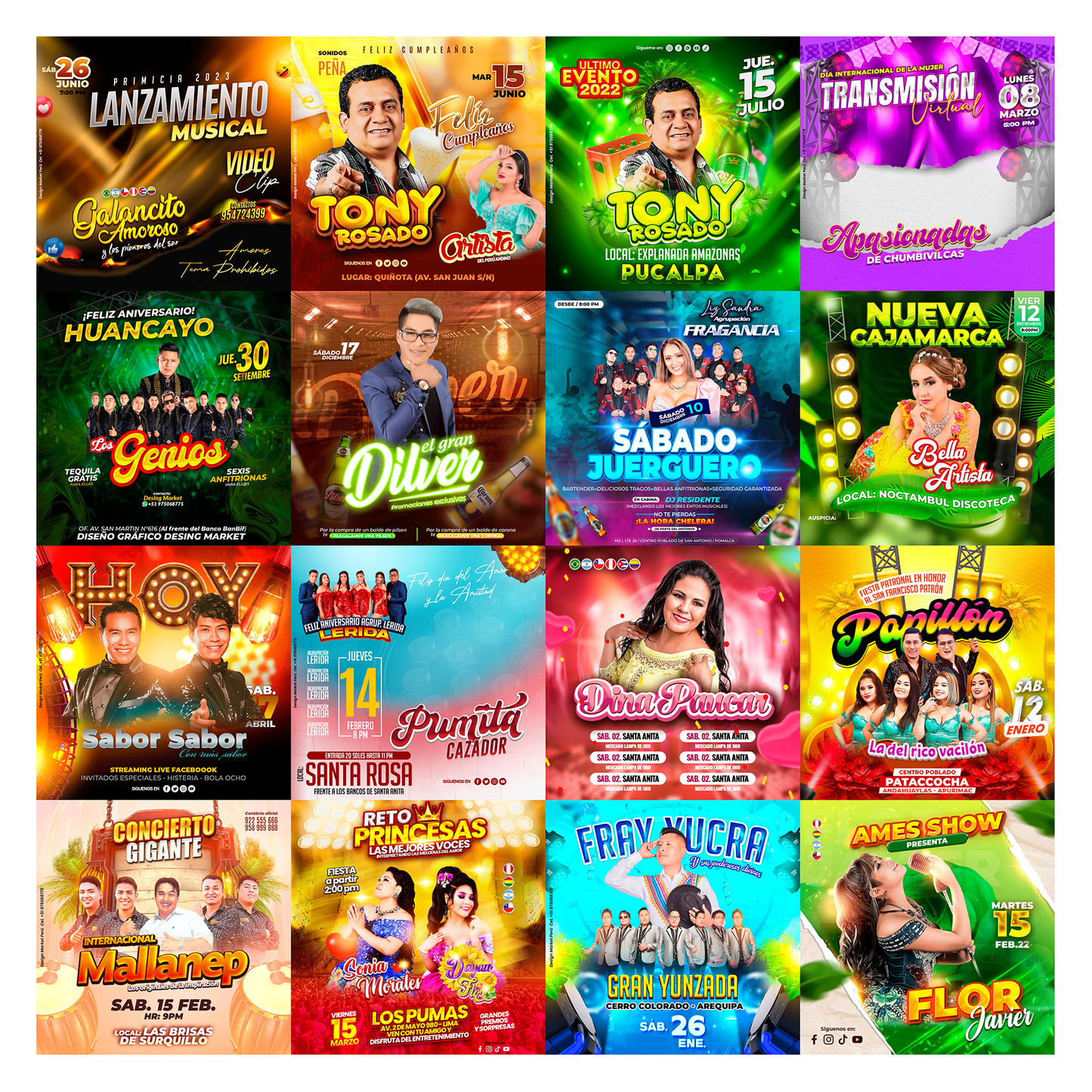 Pack 80 Flyer post Folclóricos Versión III diseños photoshop editables - Design Market Perú