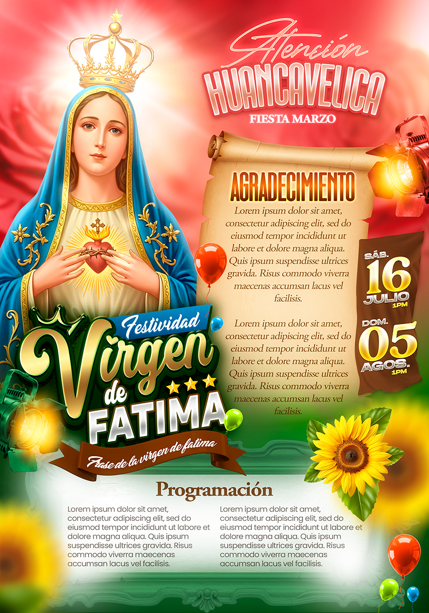Diseño Invitación Virgen de Fatima - programa