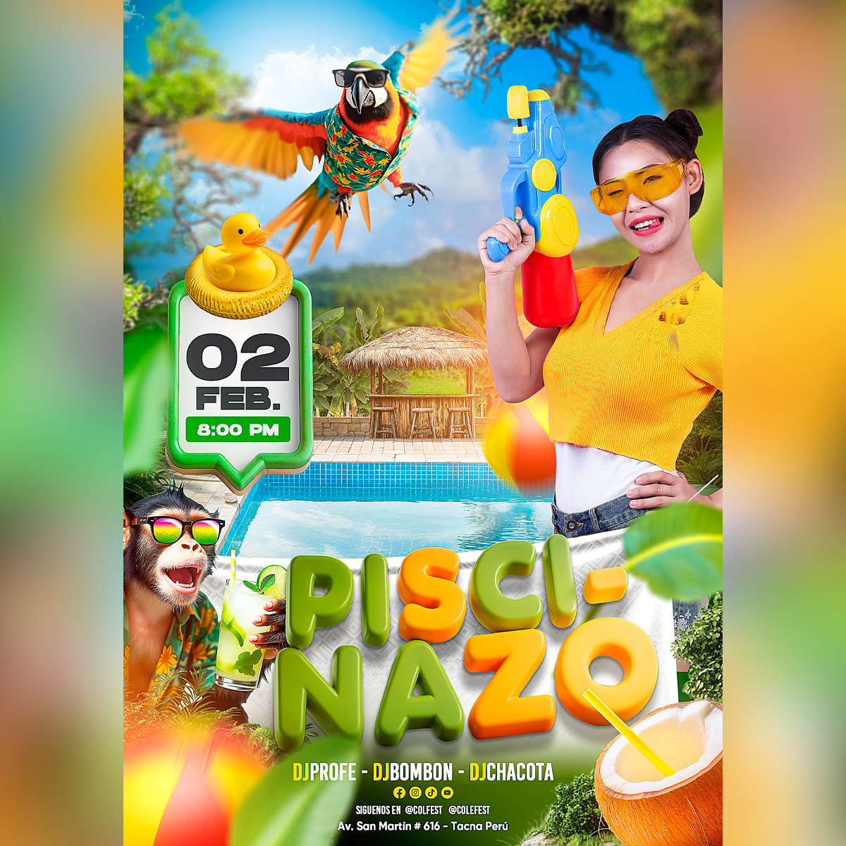 Piscinazo flyer social media Design Market Perú