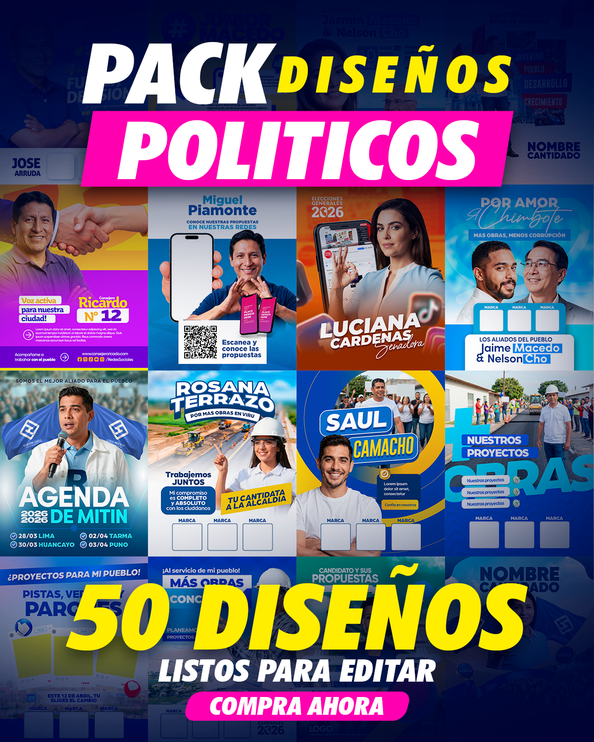 CAMPAÑA POLITICA PACK 50 DISEÑOS
