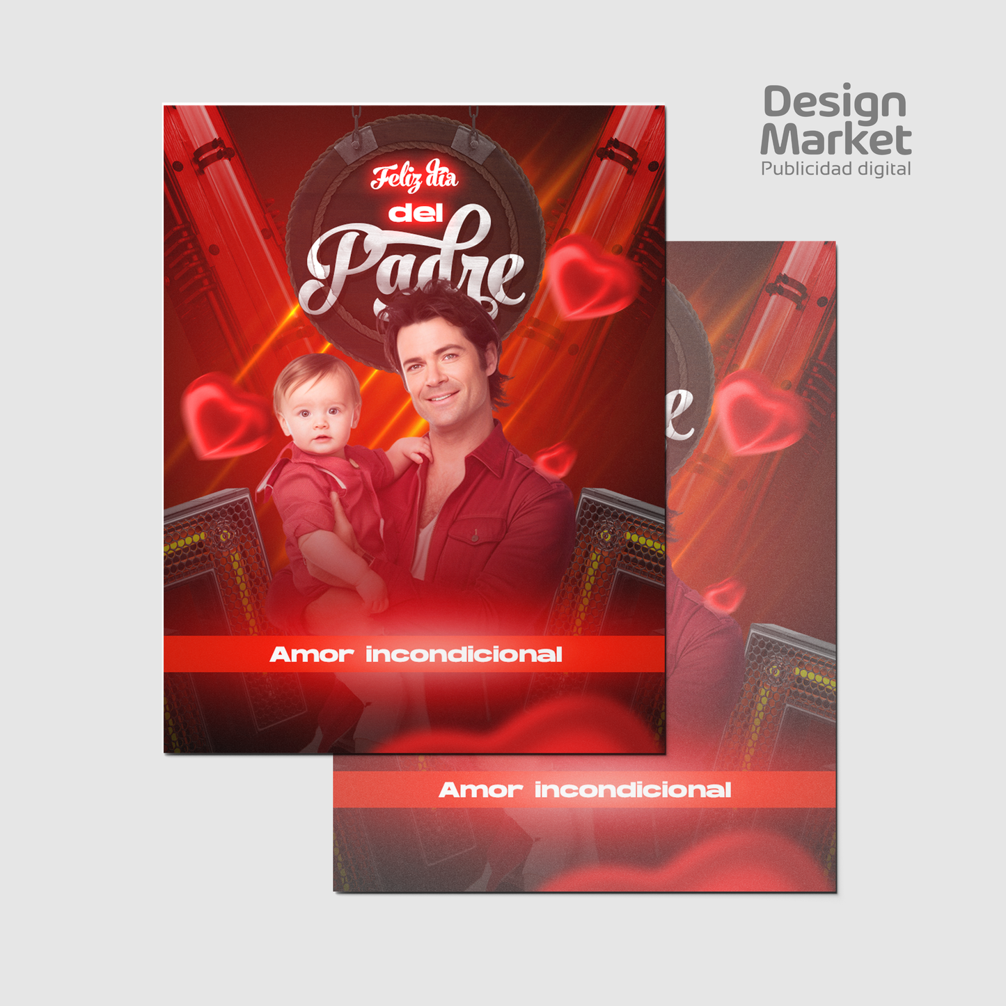 Flyer, post para redes sociales Día del Padre - Rojo y negro - Design Market Perú