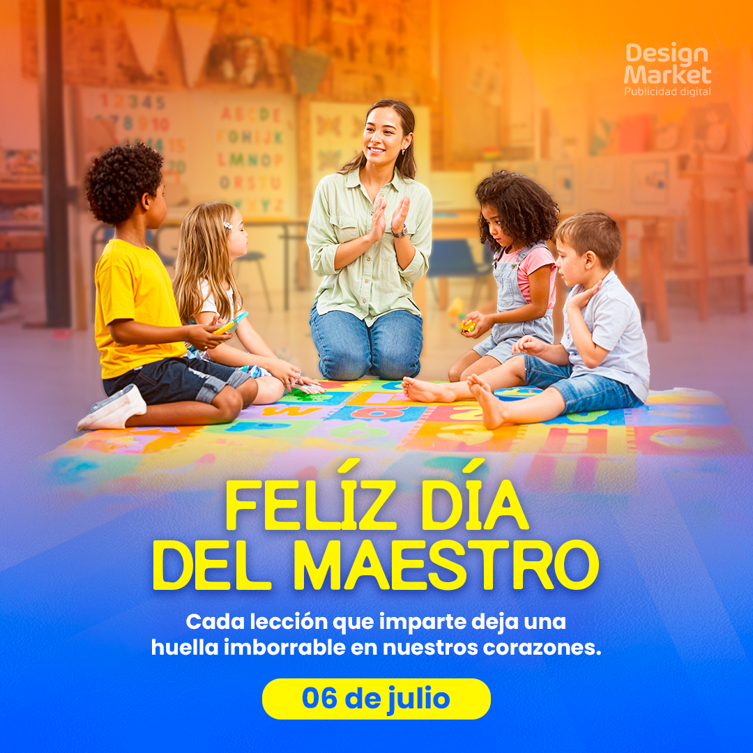 Plantilla día del maestro profesora y alumnos - Design Market Perú