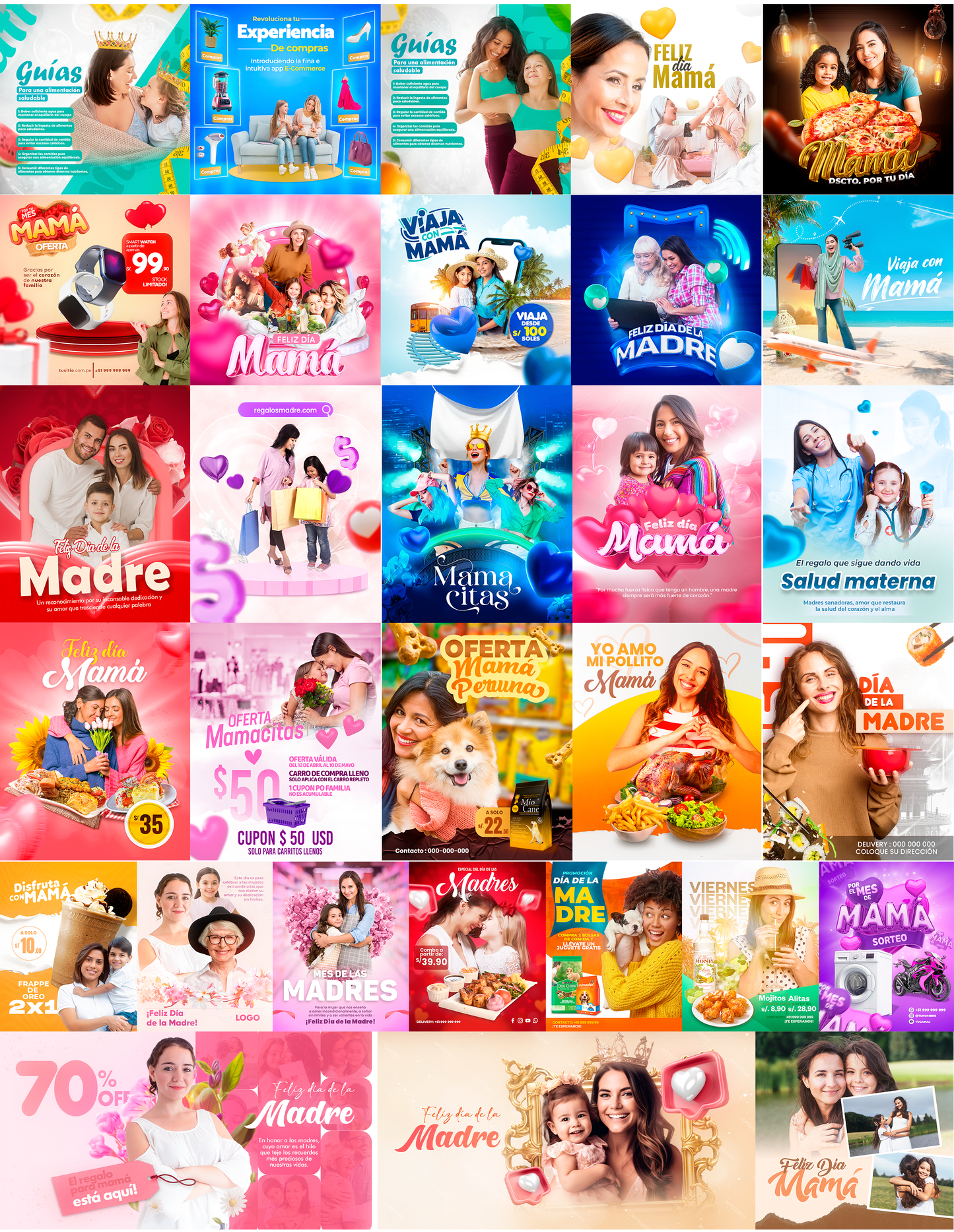 PACK 30 POST FLYER SOCIAL MEDIA DÍA DE LA MADRE - ACTIVIDADES - Design Market Perú