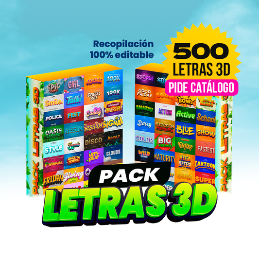 500 LETRAS 3D - PHOTOSHOP PRO, ILLUSTRATOR