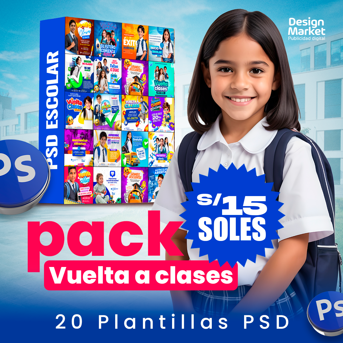 PACK VUELTA A CLASES - 20 plantillas - Design Market Perú