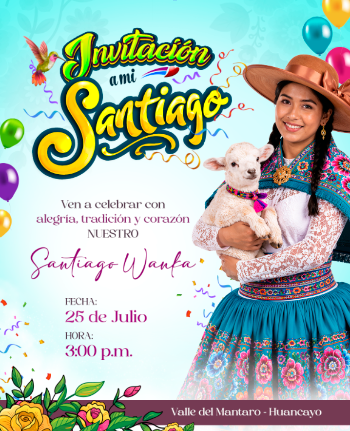 Plantilla para redes sociales – Invitación Santiago Wanka