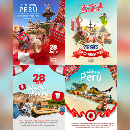 PACK 12 POST FLYER SOCIAL MEDIA FIESTAS PATRIAS PERU