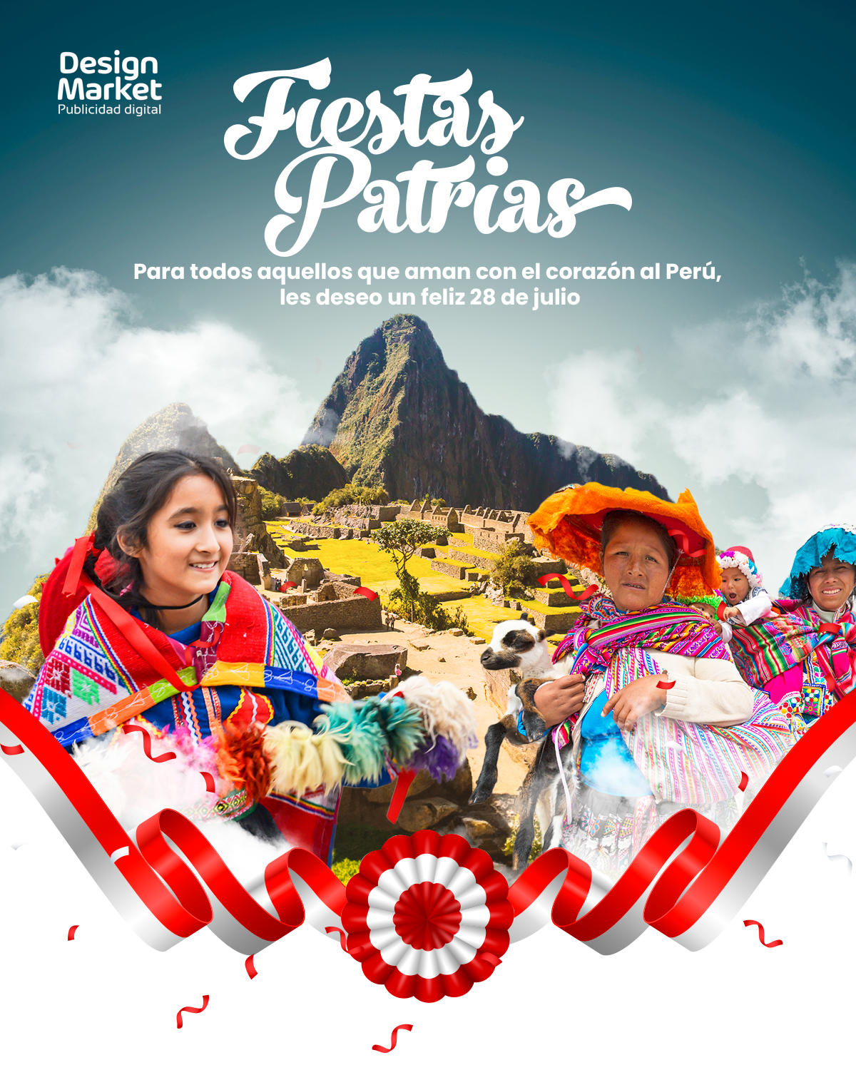 Plantilla Fiestas patrias Perú PSD - Mujeres andinas - Design Market Perú