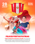 Plantilla Fiestas patrias Perú PSD - Nativo, andina y mujer costa - Design Market Perú
