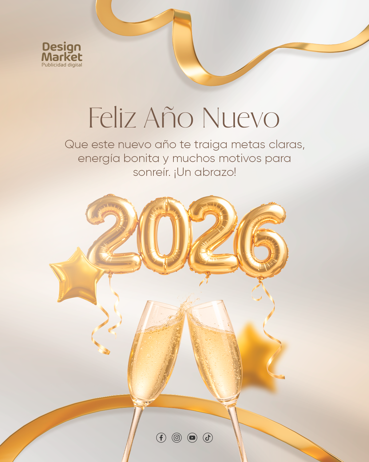 Saludo Año nuevo 2026 vasos