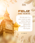 Saludo Año nuevo reloj dorado