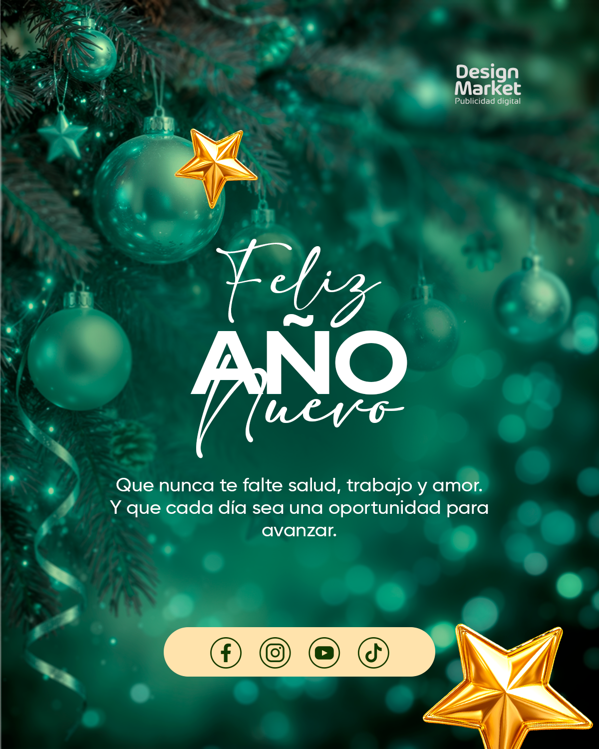 Saludo Año nuevo verde hermoso
