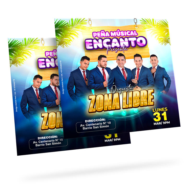 Flyer, post para redes sociales Modelo Zona Libre - Design Market Perú