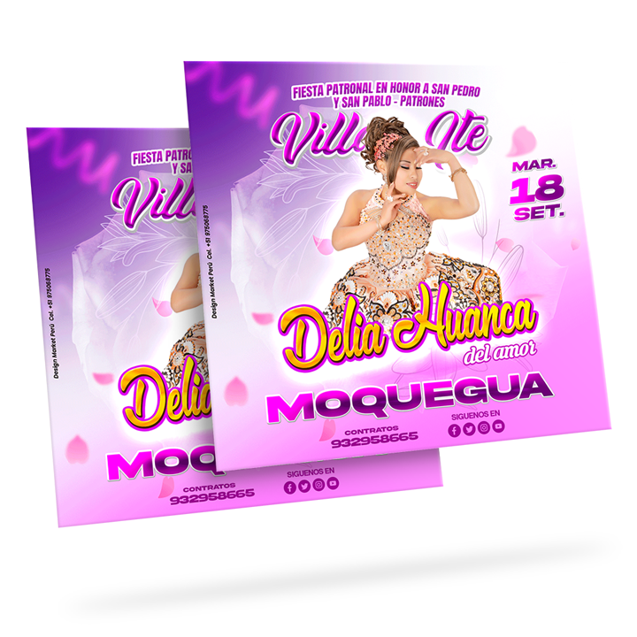 Flyer, post para redes sociales Modelo Delia Huanca - Design Market Perú