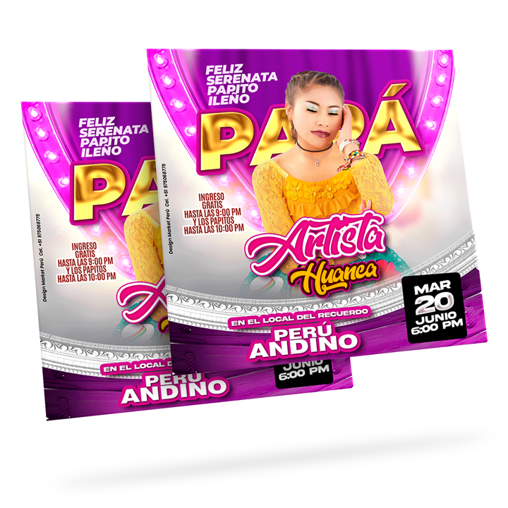 Flyer, post para redes sociales Modelo Artista Huanca - Design Market Perú
