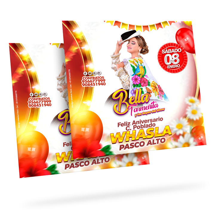Flyer, post para redes sociales Modelo Bella Franjas rojas - Design Market Perú