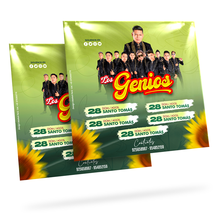 Flyer, post para redes sociales Modelo Los Genios Fechas - Design Market Perú