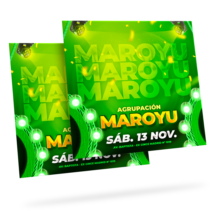 Flyer, post para redes sociales Modelo Maroyu fondo - Design Market Perú