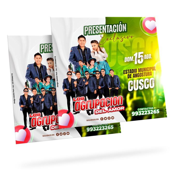Flyer, post para redes sociales Modelo Agrupación del amor cusco - Design Market Perú