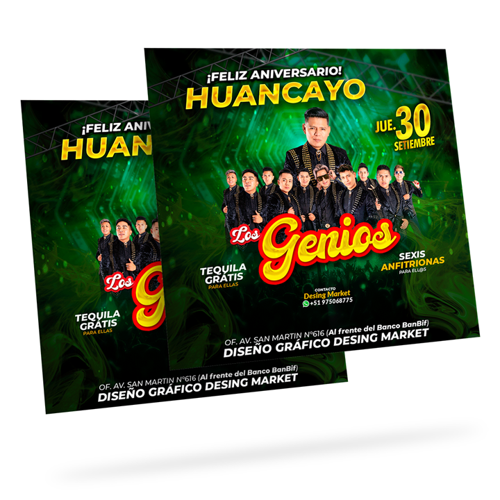 Flyer, post para redes sociales Modelo Los genios verde oscuro - Design Market Perú