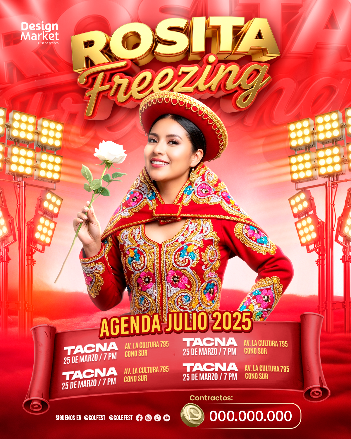 DISEÑO FOLCLORE ROJO Rosita + prompt de titulo