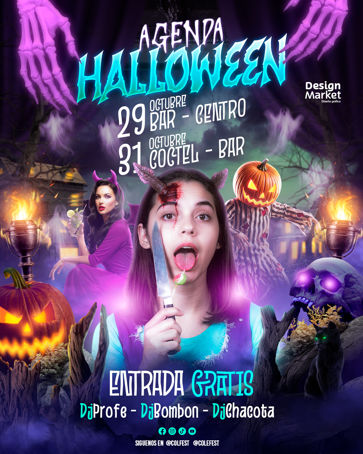 Diseño Flyer Agenda Halloween