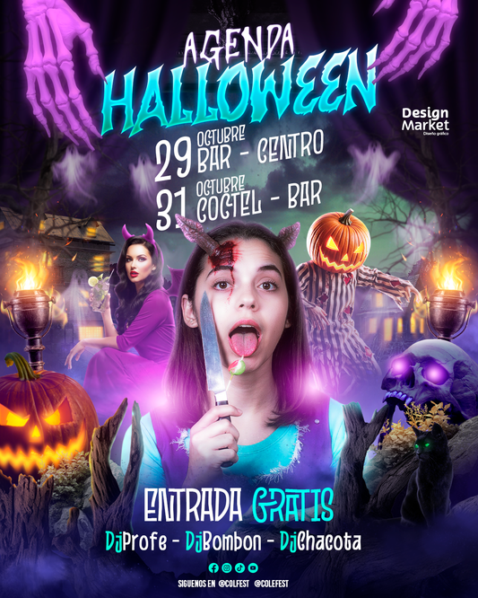 Diseño Flyer Agenda Halloween