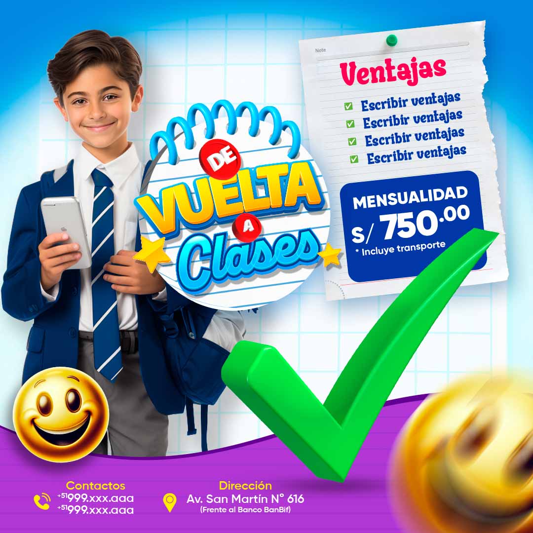 Plantilla inicio escolar vuelta a clases y ventajas