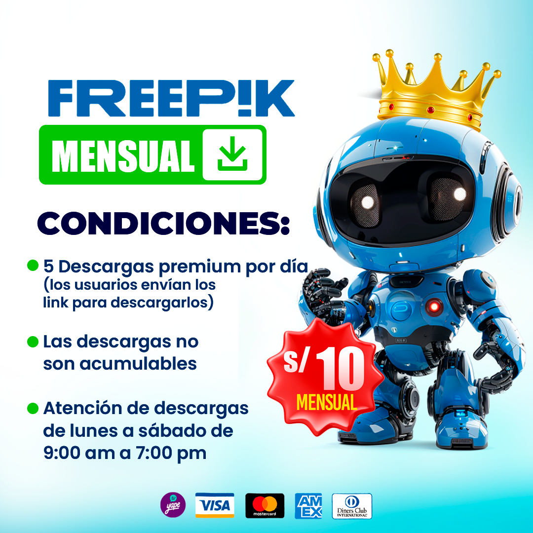 FREEPIK MENSUAL - 5 descargas por día - Design Market Perú