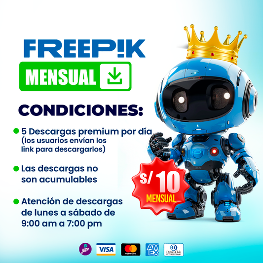 FREEPIK MENSUAL - 5 descargas por día - Design Market Perú