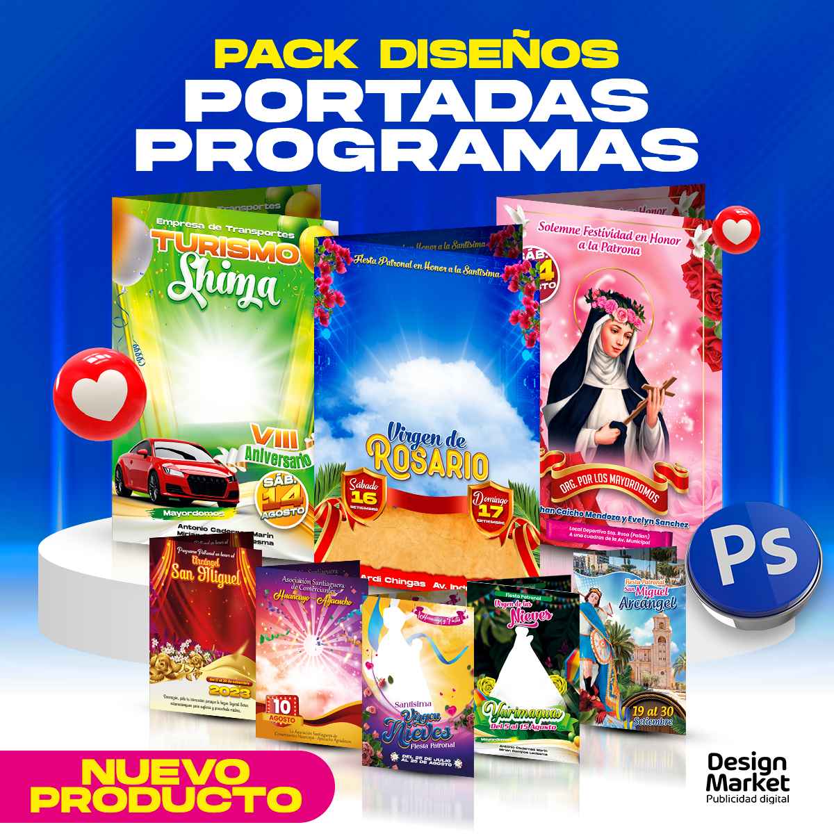 PACK 10 PORTADAS DE PROGRAMA FESTIVO - Design Market Perú