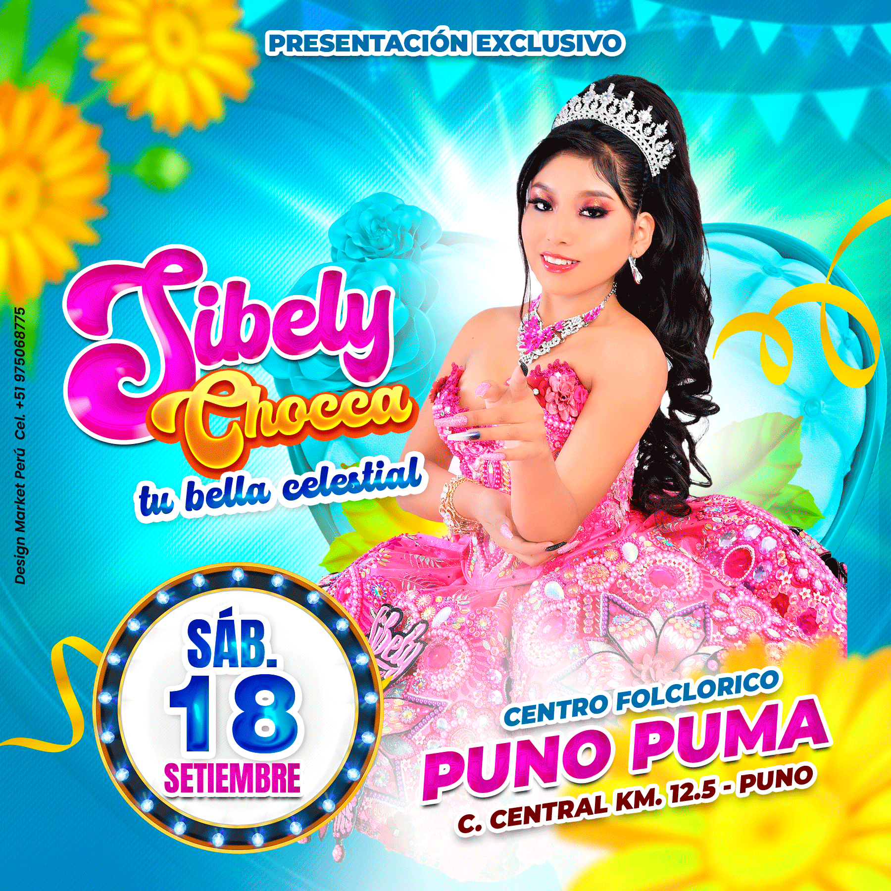 Flyer, post para redes sociales Modelo Sibely celeste - Design Market Perú
