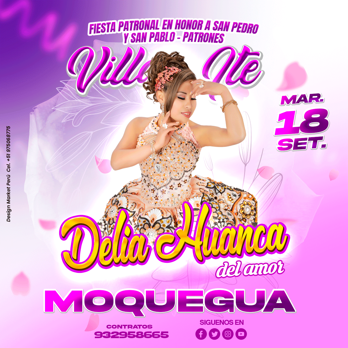 Flyer, post para redes sociales Modelo Delia Huanca - Design Market Perú