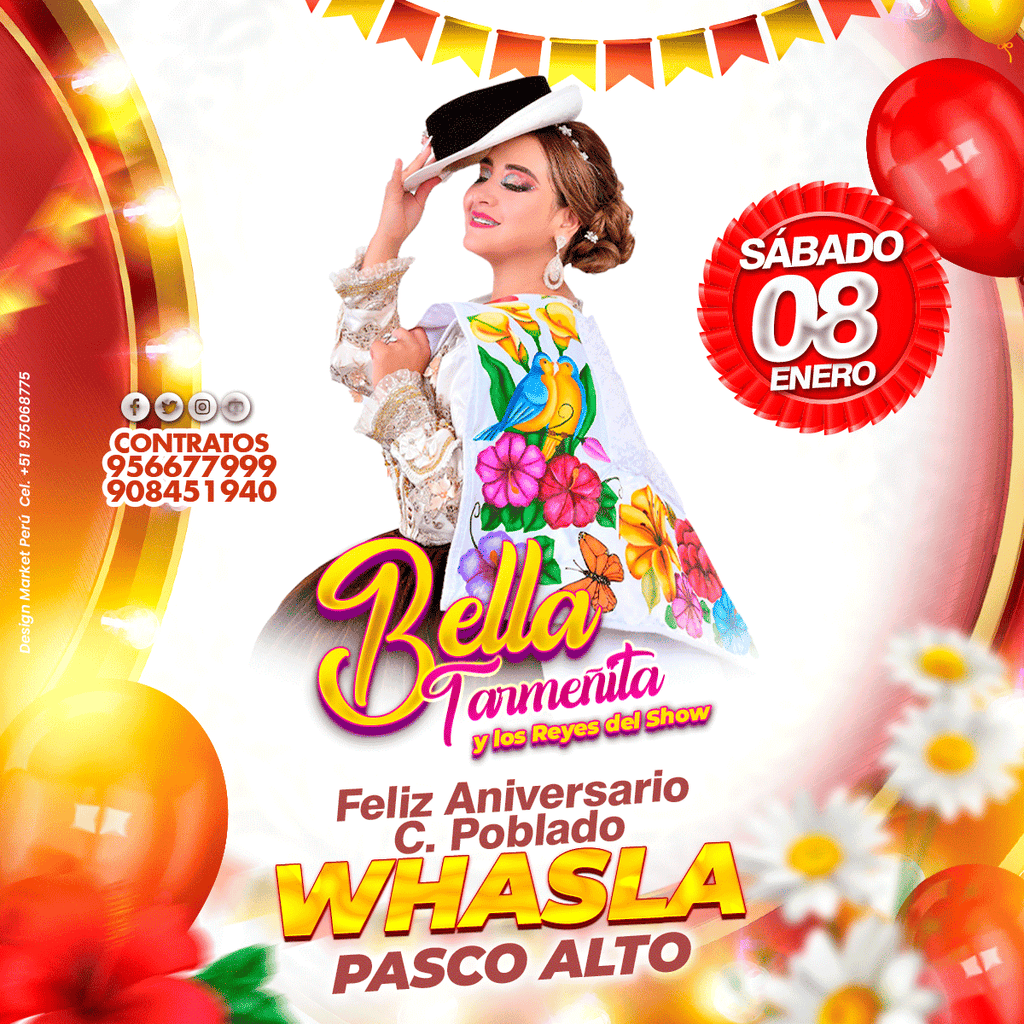 Flyer, post para redes sociales Modelo Bella Franjas rojas - Design Market Perú
