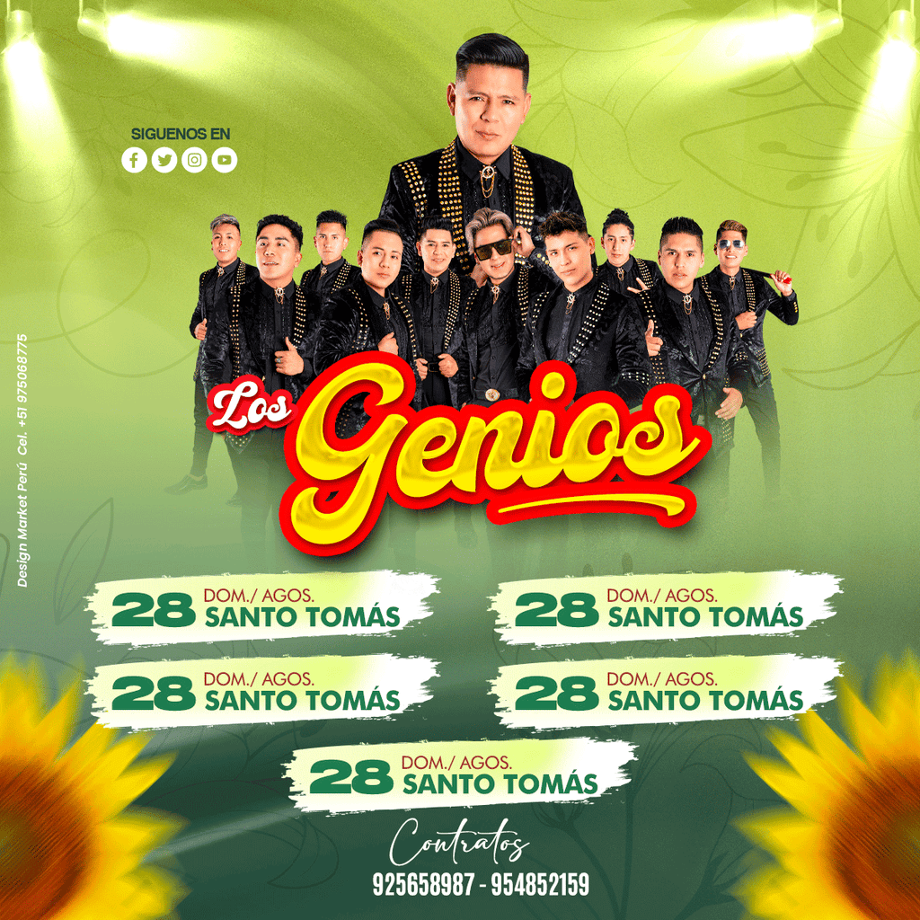 Flyer, post para redes sociales Modelo Los Genios Fechas - Design Market Perú