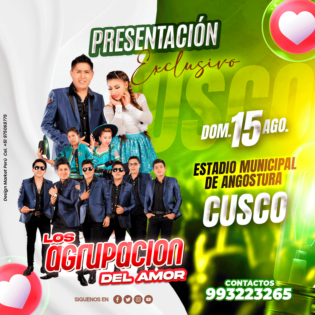 Flyer, post para redes sociales Modelo Agrupación del amor cusco - Design Market Perú
