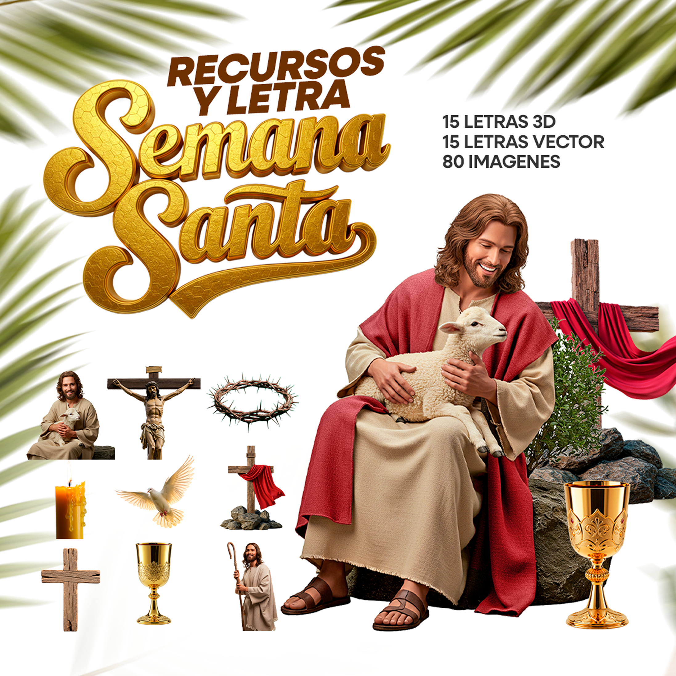 PACK 200 RECURSOS PNG SEMANA SANTA